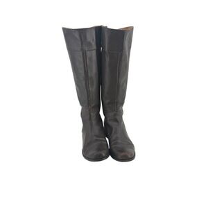 Nine West Brown Leather Tall Riding Boots Back Zipper Round Toe Equestrian 10M